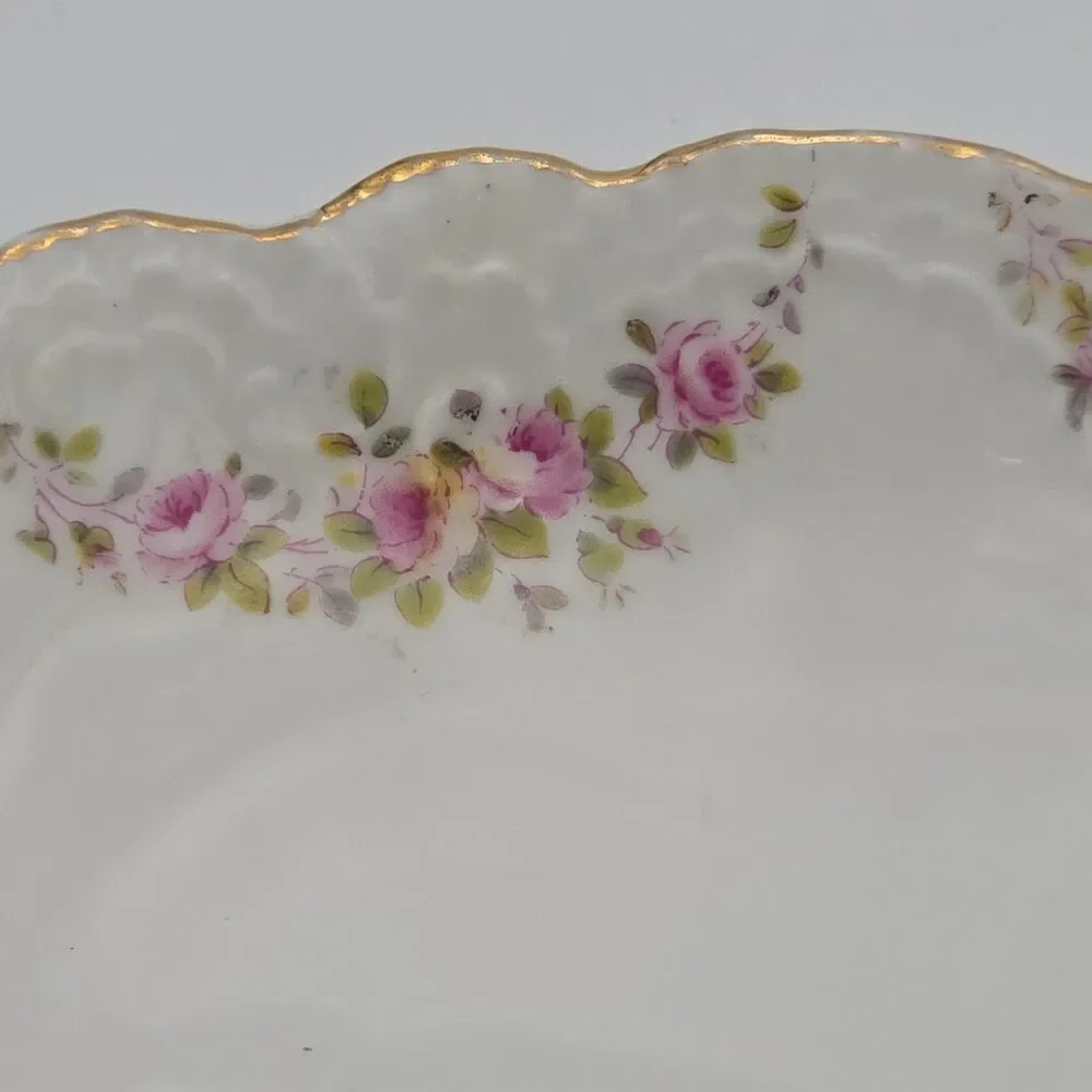 Antique Austria Karlsbad Porcelain Serving Tray Pink Roses Gold Gilt 12x6